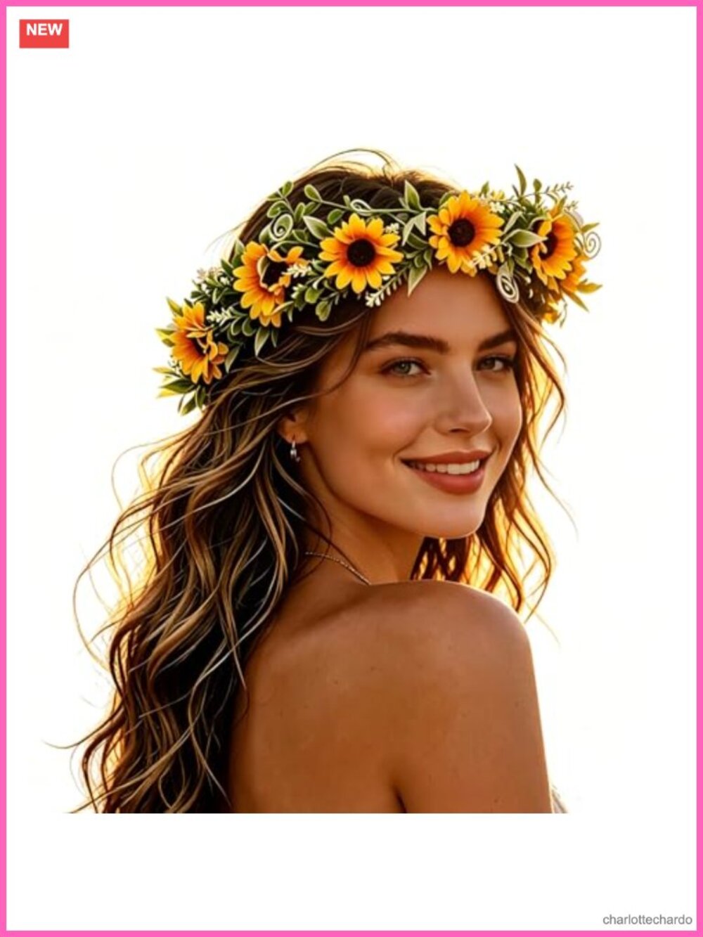 Sunflower Crown Wreath Headband Ribbon Floral Garland Headpiece Bridal Party